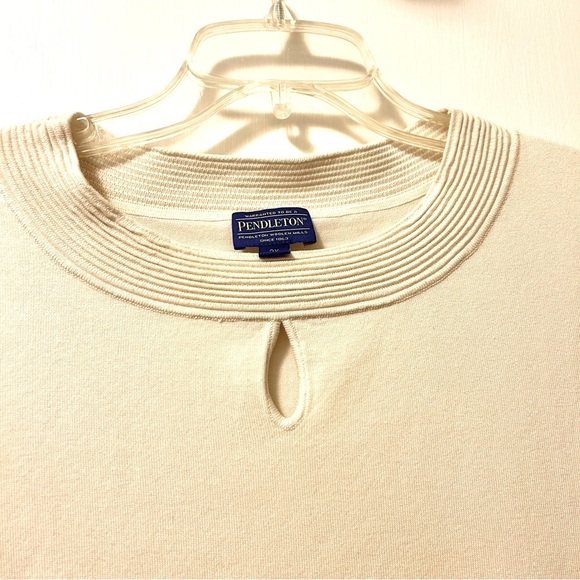 Pendleton Jackie Sweater Cream Short Sleeve Silk Blend Keyhole Plus size 2X - Picture 10 of 16
